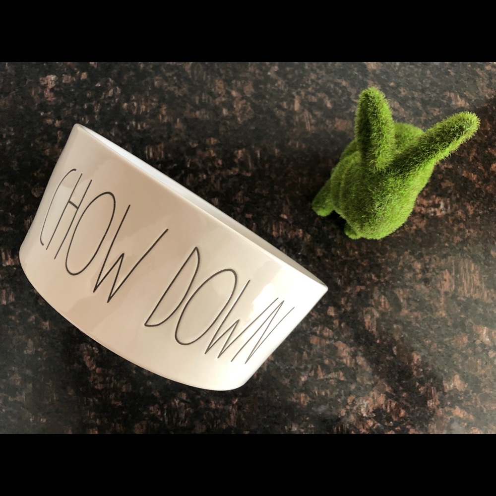 Brand new Rae Dunn XL Chow down dog bowl 8”